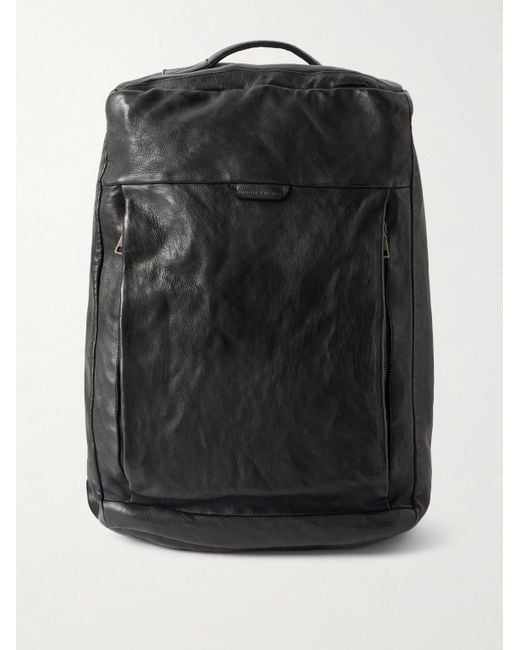 Officine Creative Black Helmet 052 Leather Backpack for men