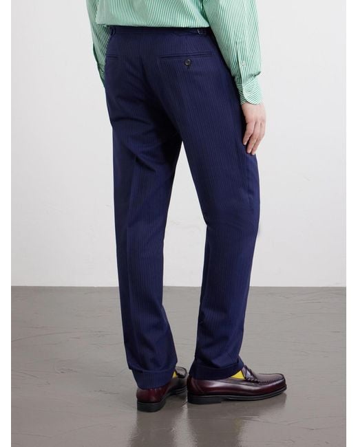 Polo Ralph Lauren Blue Straight-leg Pinstriped Wool-blend Suit Trousers for men