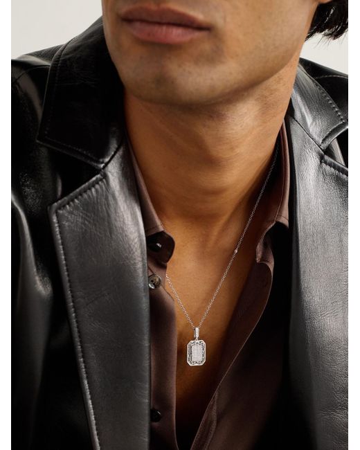 SHAY Black 18-karat White Gold Diamond Necklace for men