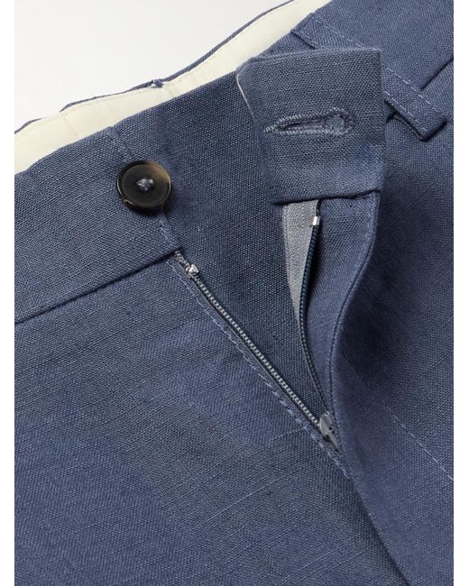 De Bonne Facture Gerade geschnittene Anzughose aus Leinen mit Falten in Blue für Herren