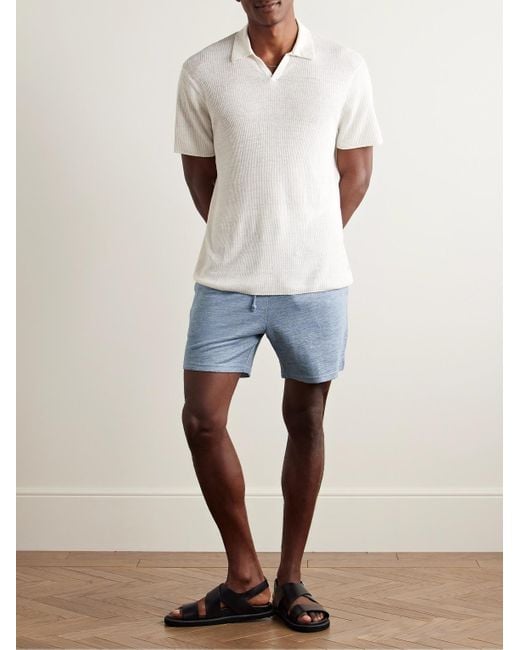 Onia Gerade und schmal geschnittene Shorts aus einer Leinen-TM-Lyocell-Mischung mit Kordelzugbund in Blue für Herren