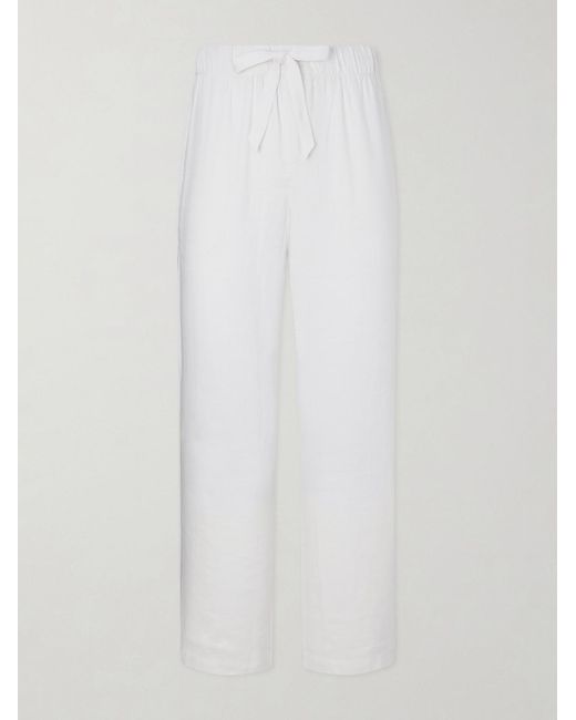 Frescobol Carioca White Luan Straight-Leg Linen And Cotton-Blend Drawstring Trousers for men