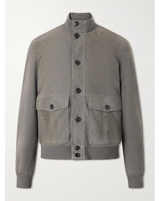 Zegna Gray Ribbed Suede Jacket for men