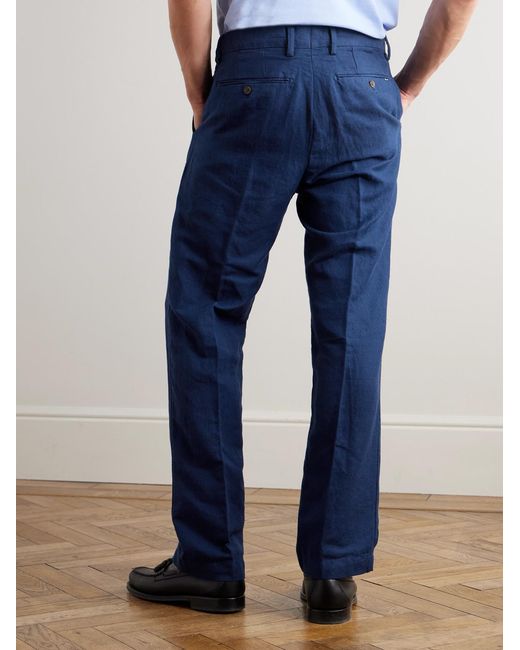 Polo Ralph Lauren Blue Straight-leg Linen And Cotton-blend Trousers for men