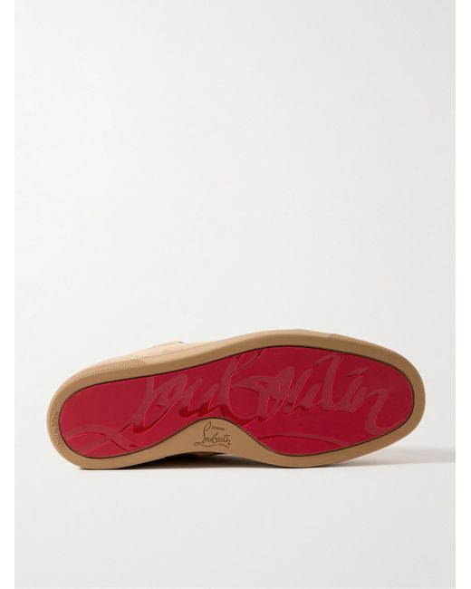 Christian Louboutin Brown Louis Junior Grosgrain-Trimmed Suede Sneakers for men