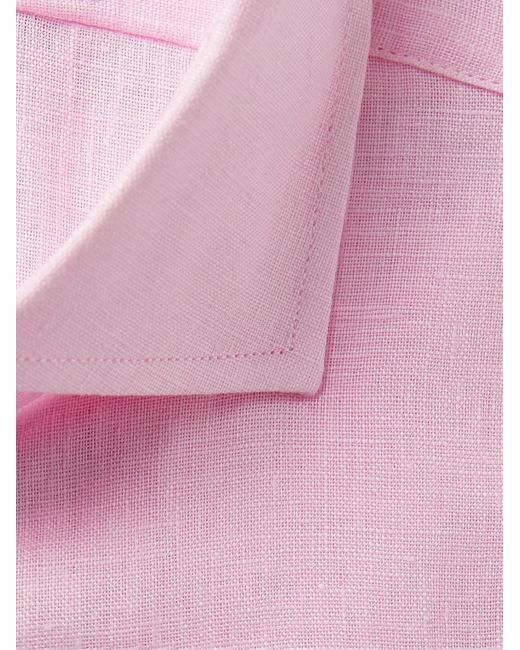 Camicia in lino con collo alla francese Bridford di Favourbrook in Pink da Uomo
