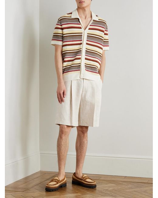 NN07 Natural Kay 1454 Straight-Leg Pleated Linen Shorts for men