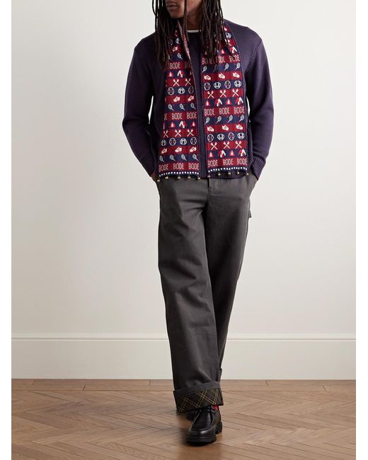 Bode Blue Juniper Merino Wool Sweater for men