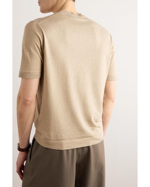 Loro Piana T-Shirt aus einer Seiden-Leinenmischung in Natural für Herren