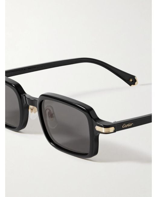 Cartier Black Rectangular-Frame Acetate Sunglasses for men