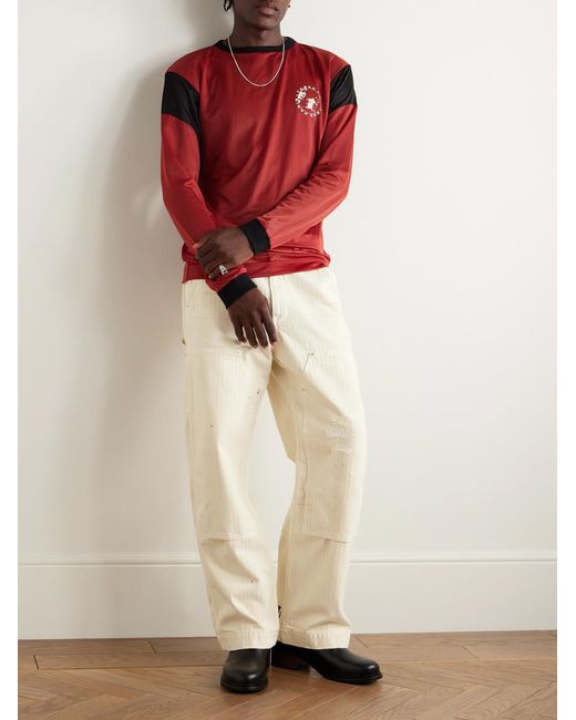 Enfants Riches Deprimes Natural Straight-Leg Distressed Panelled Herringbone Denim Trousers for men