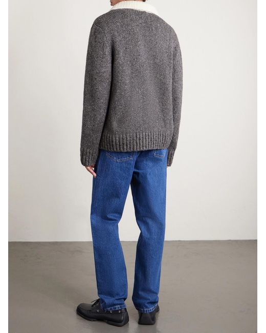 A.P.C. Gray Flecked Wool Polo Sweater for men