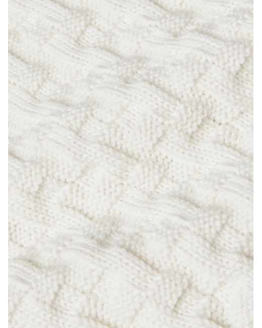 S.N.S Herning White Stark Slim-fit Cable-knit Merino Wool Sweater for men