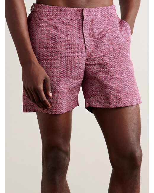 Orlebar Brown Pink Bulldog Riptide Straight-Leg Mid-Length Printed Recycled Swim Shorts for men