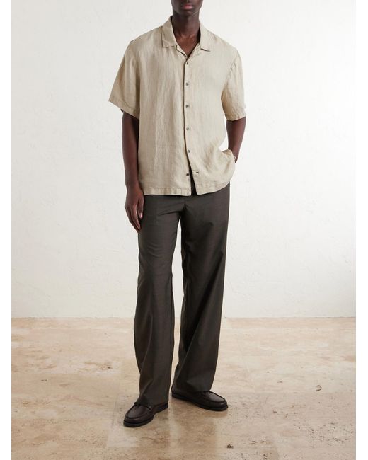 James Perse Natural Convertible-collar Linen Shirt for men