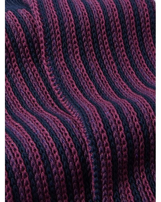 Mr P. Purple Striped Cotton-Blend Socks for men
