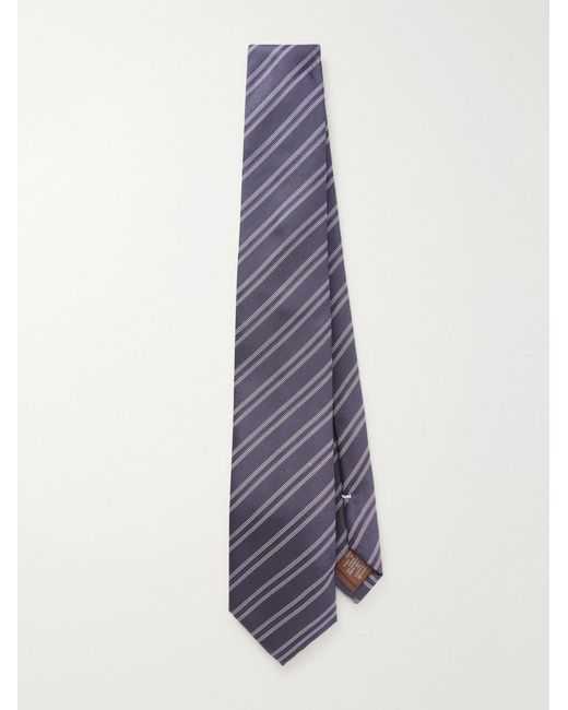 Canali Purple 8Cm Striped Silk Tie for men