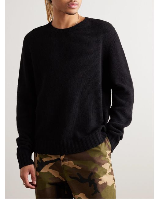 Palm Angels Black Logo-jacquard Wool-blend Sweater for men