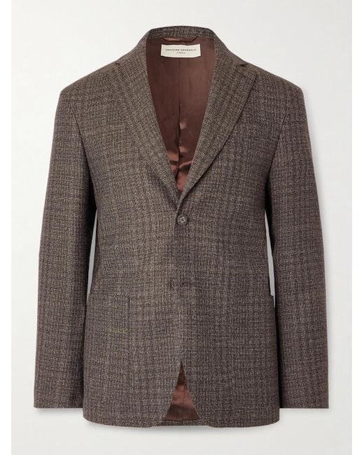 Officine Generale Brown Michel Checked Virgin Wool Suit Jacket for men
