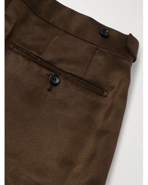 Tom Ford Brown Dyllan Straight-Leg Silk And Linen-Blend Twill Suit Trousers for men