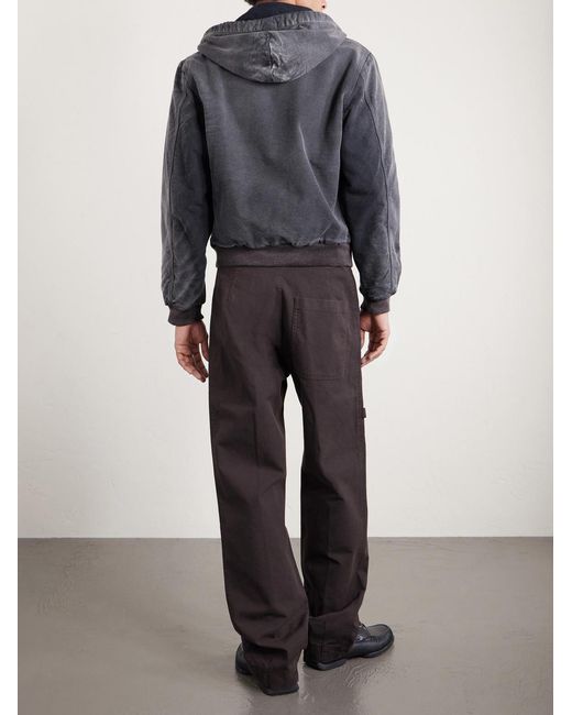 Auralee Gray Garment-dyed Cotton-canvas Zip-up Hooded Jacket for men