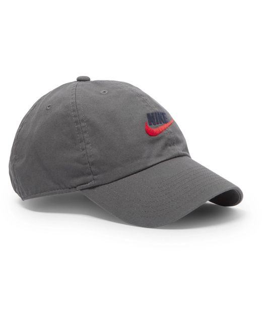 Nike Gray Sportswear Heritage86 Futura Logo-embroidered Cotton-twill Baseball Cap for men