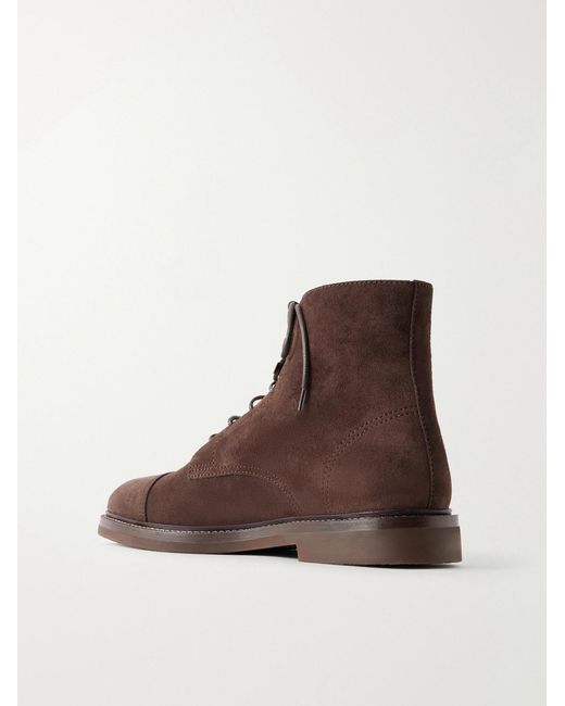 Brunello Cucinelli Brown Suede Lace-Up Boots for men