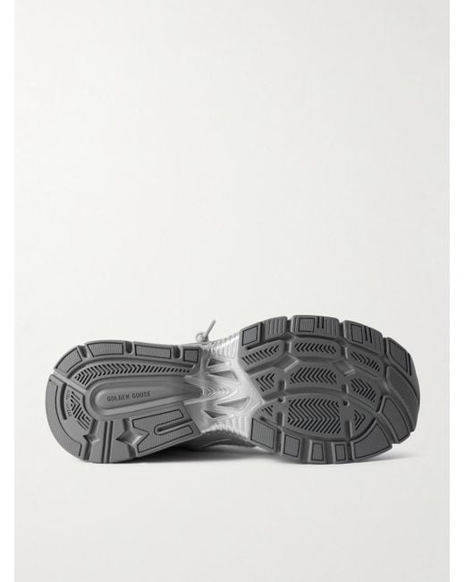 Golden Goose Deluxe Brand Gray Lightstar Rubber-Trimmed Metallic Leather And Mesh Sneakers for men