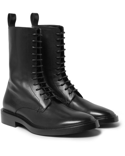 Balenciaga Black Leather Derby Combat Boots for men