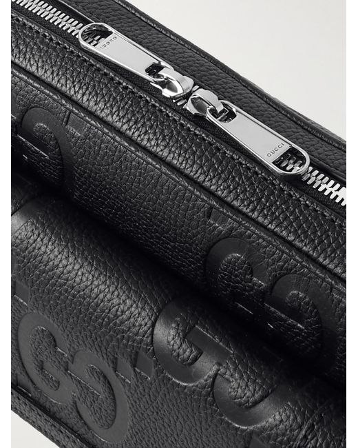 Gucci Jumbo GG Umhängetasche aus vollnarbigem Leder mit Logoprägung in Black für Herren