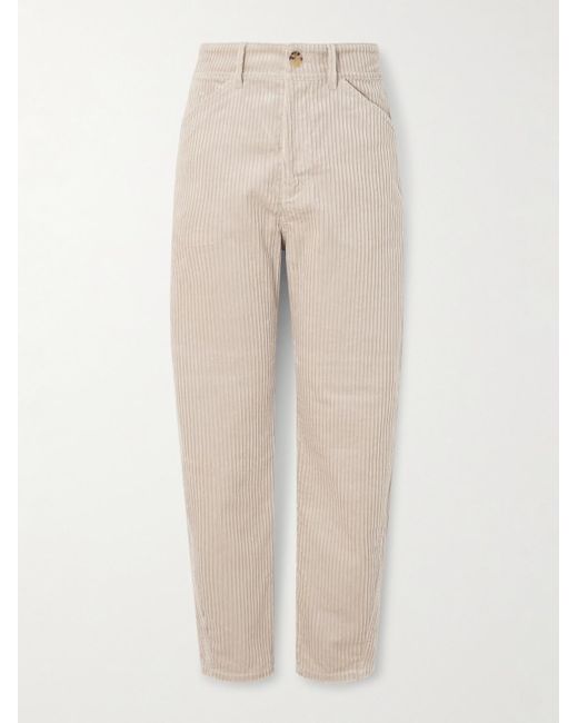 Brunello Cucinelli Natural Slim-Fit Tapered Cotton-Corduroy Trousers for men