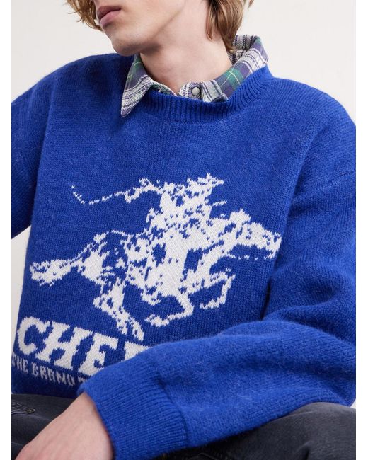 Won The West Jacquard-Knit Alpaca-Blend Sweater di CHERRY LA in Blue da Uomo