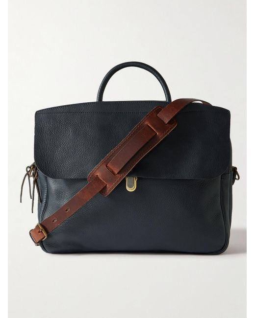 Bleu De Chauffe Black Zeppo Full-grain Leather Messenger Bag for men