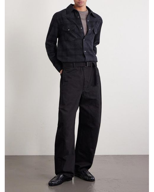 Nili Lotan Blue Travis Checked Cashmere Shirt for men