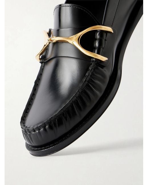 McQueen Black Leather Loafers for men