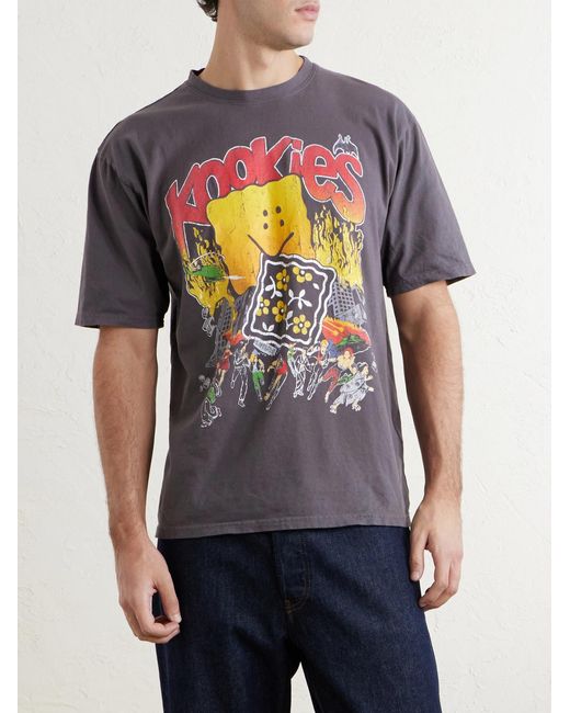 Kapital Gray Buster Peckish Bowy Printed Cotton-Jersey T-Shirt for men