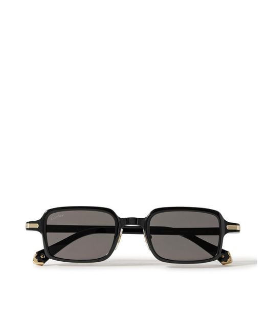 Cartier Black Rectangular-Frame Acetate Sunglasses for men
