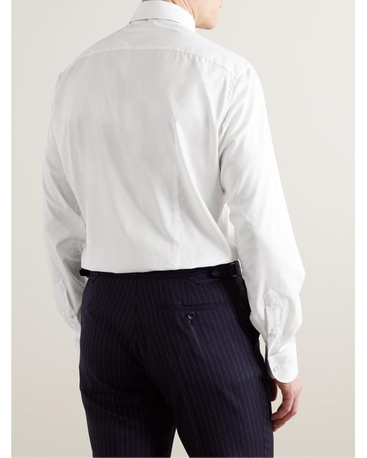 Camicia in popeline di cotone con collo alla francese di Brioni in White da Uomo