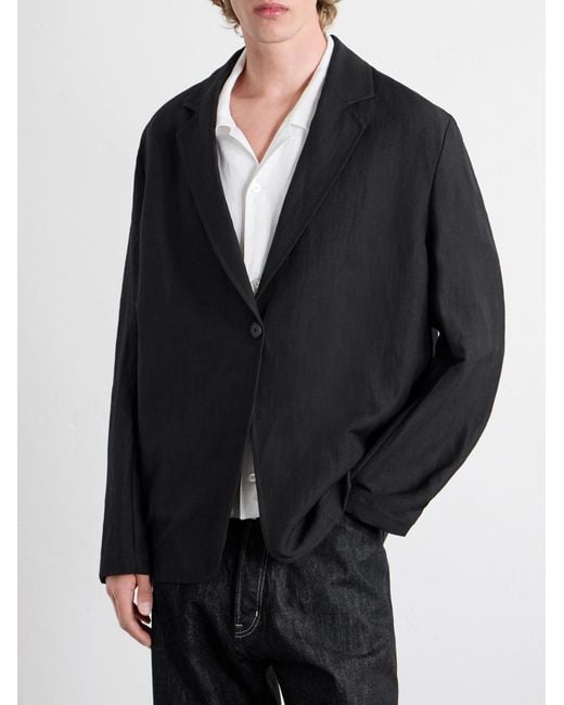 Studio Nicholson Black Denison Linen And Wool-Blend Suit Jacket for men