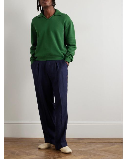 Bode Green Crew Appliquéd Cotton-jersey Sweatshirt for men