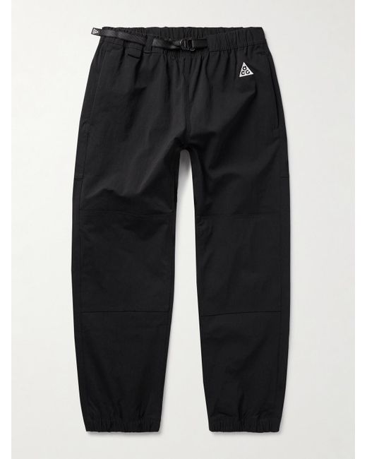 Nike Black Acg Tapered Logo-embroidered Belted Shell Trousers for men