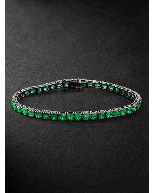 SHAY Green Blackened Gold Emerald Tennis Bracelet for men