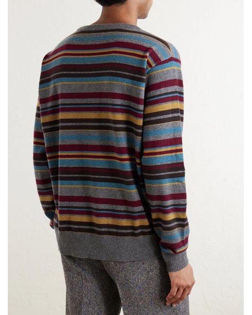 Dries Van Noten Blue Muroli Striped Cashmere Sweater for men