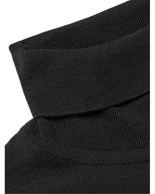John Smedley Black Cherwell Merino Wool Rollneck Sweater for men