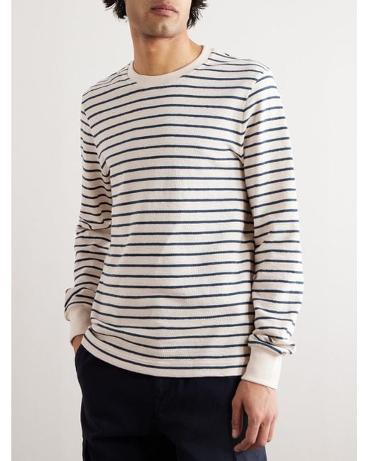 Mr P. White Striped Cotton Sweater for men
