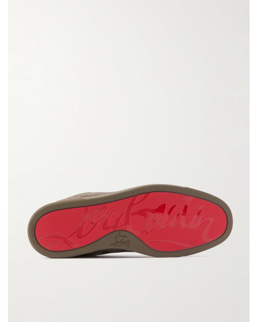 Christian Louboutin Brown Louis Junior Grosgrain-trimmed Suede Sneakers for men
