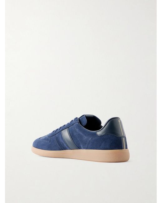 Tom Ford Blue Leather-trimmed Suede Sneakers for men