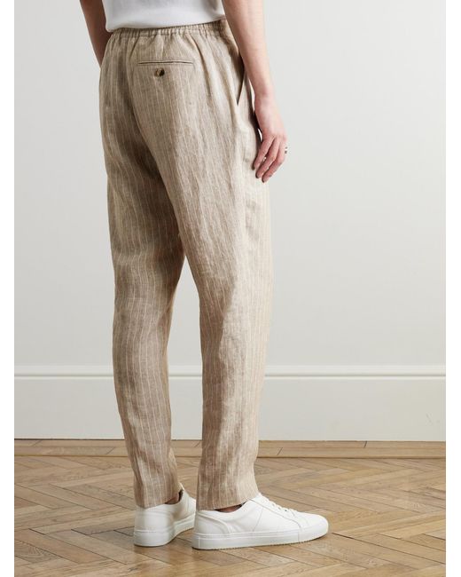 Mr P. Natural James Straight-Leg Striped Linen Suit Trousers for men