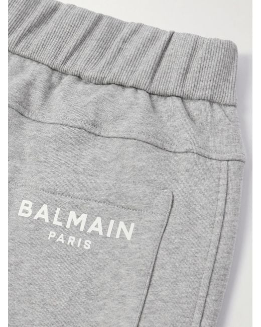 Balmain Gray Logo-print Cotton-jersey Cargo Sweatpants for men