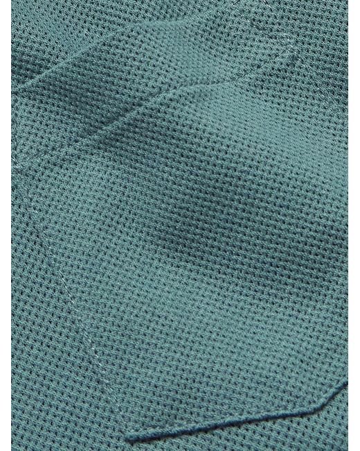 Sunspel Green Riviera Slim-Fit Cotton-Mesh Polo Shirt for men